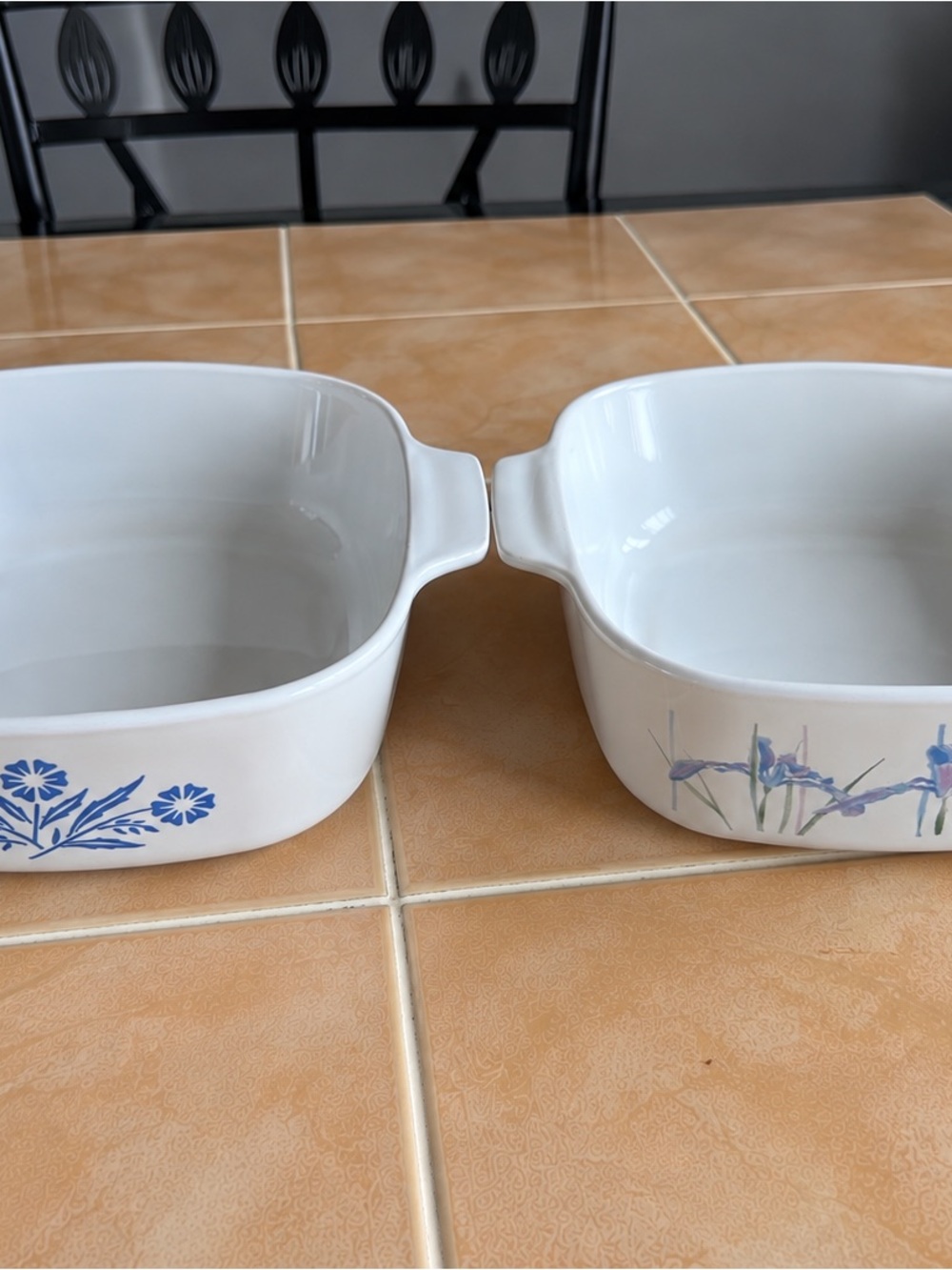 Vintage Corningware white Ceramic Floral-Accent Baking Dish - Blue Floral